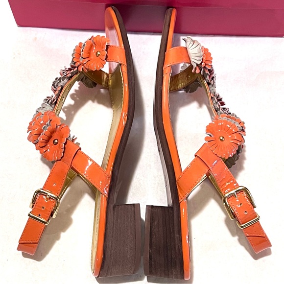 J. Crew Aurora Patent T-strap Sandals Size 10 Sweet Papaya (Orange) - Picture 9 of 14
